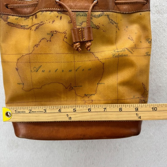 Alviero Martini 1A Classe Neo‎ Casual Map Print Leather Trim Bucket Shoulder Bag - Picture 3 of 13